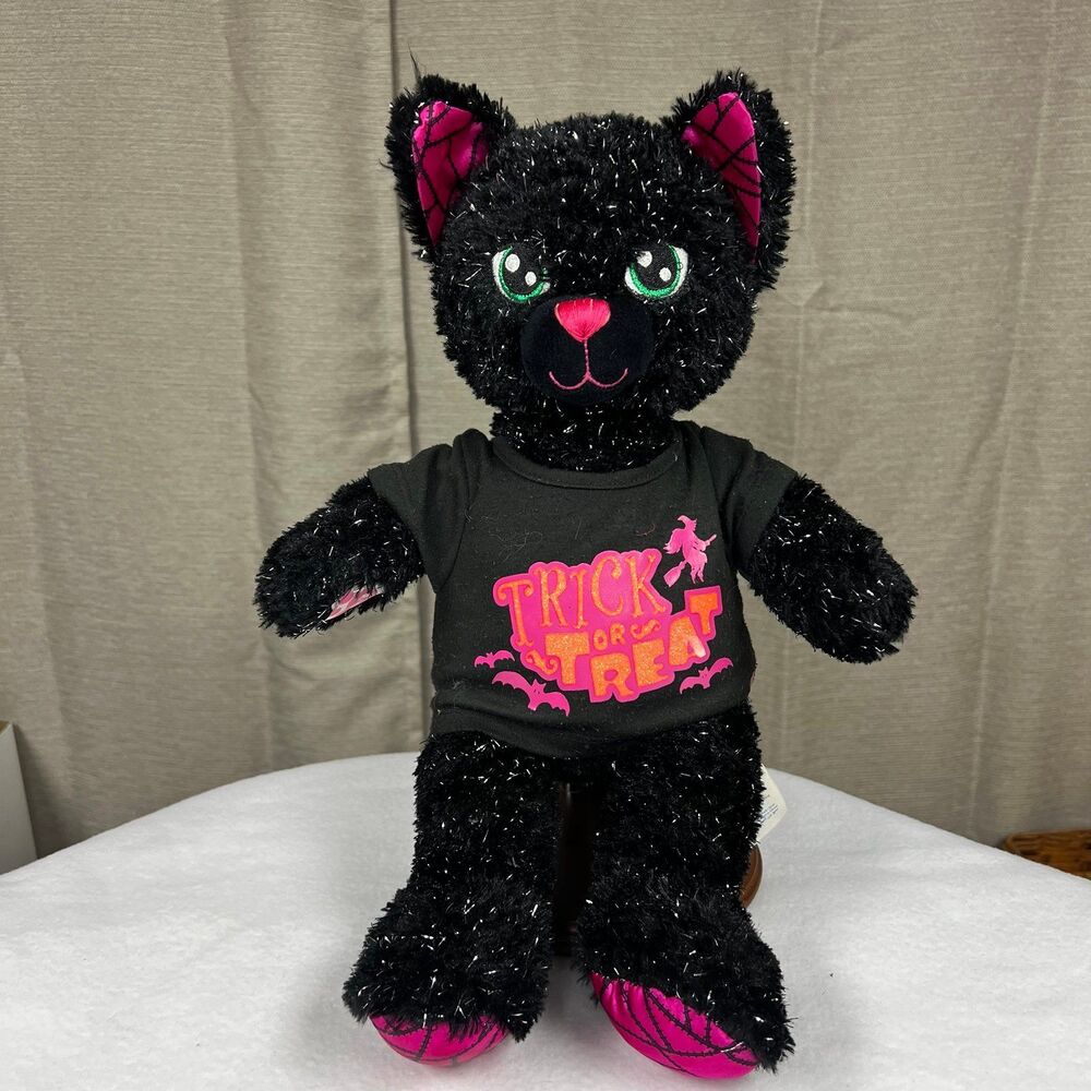 Build a Bear night magic black cat sparkly with green eyes halloween 2018